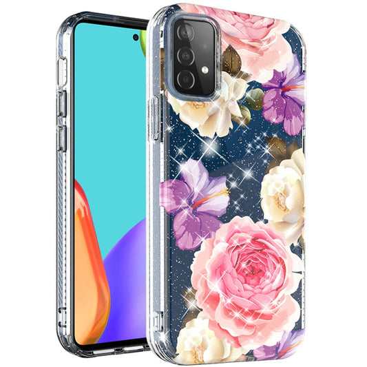 Samsung Galaxy A52 5G BLOOM 2.5mm Floral Glitter TPU Design Case Cover - B (1102916)