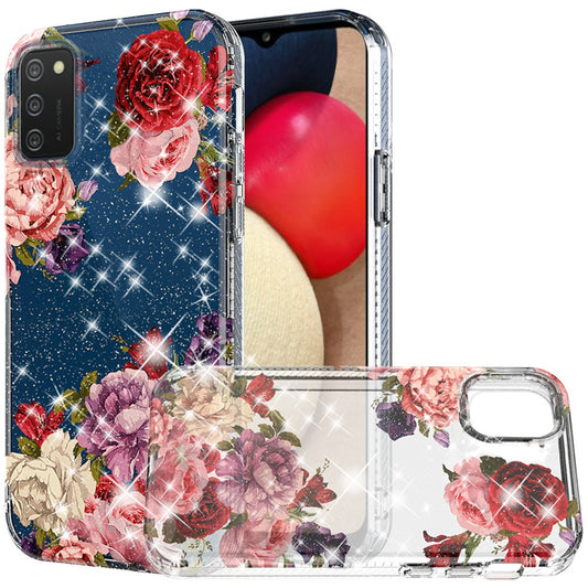 Samsung A02s BLOOM 2.5mm Floral Glitter TPU Design Case Cover - F (1101400)