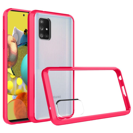 Galaxy A51 5G Bumper Clear Transparent Case Cover - Clear/Hot Pink (10347)