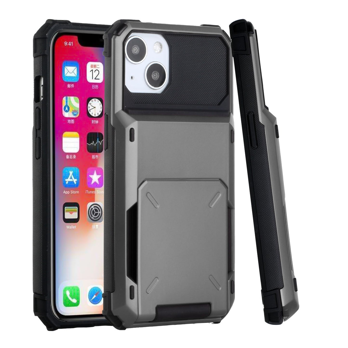 Apple iPhone SE2/8/7 Business Multiple Card Holder (Upto 5 Cards) Shockproof Hybrid Case Cover - Gray (1105168)