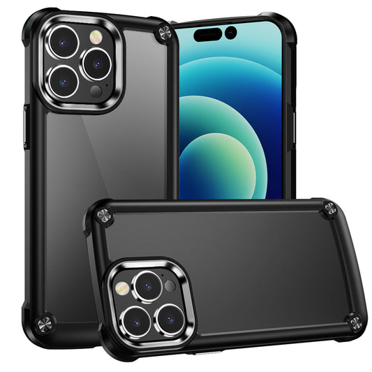 Apple iPhone 12 & iPhone 12 Pro Ultimate CaseX Transparent Hybrid Case with Metal Buttons And Camera Edges - Black (1106745)