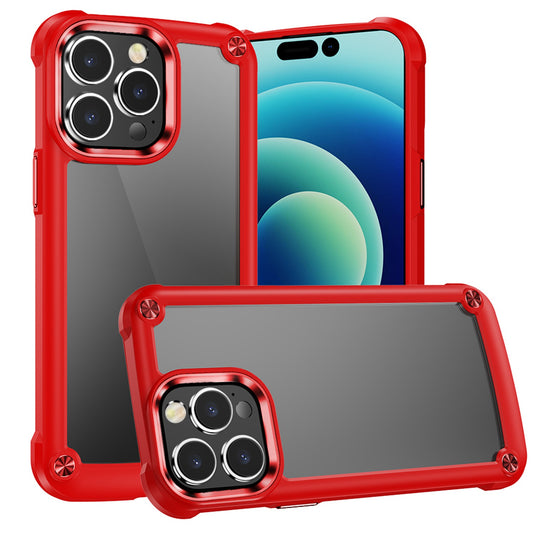 Apple iPhone 12 & iPhone 12 Pro Ultimate CaseX Transparent Hybrid Case with Metal Buttons And Camera Edges - Red (1106747)