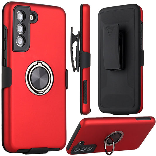 Samsung Galaxy S21 FE 3in1 CHIEF Combo Holster Clip Stand Hybrid Case Cover - Red (1102631)