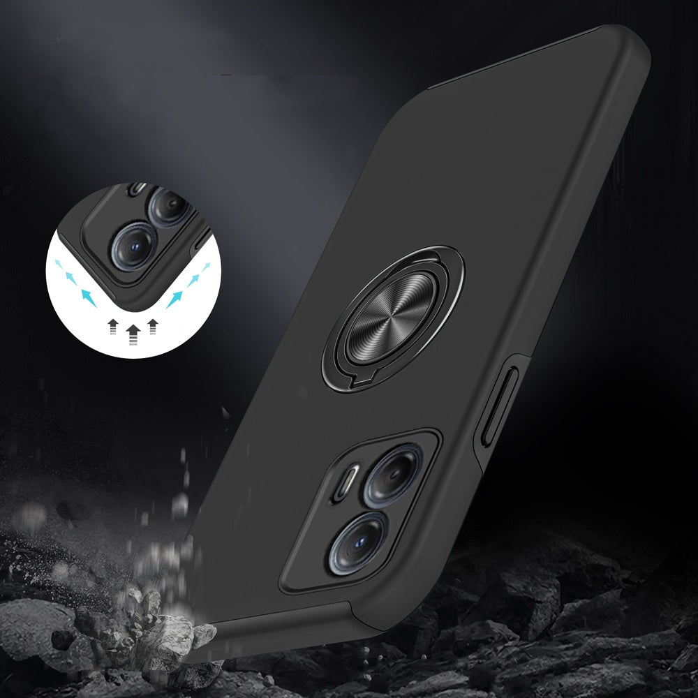 Motorola MOTO G 5G 2023 CHIEF Oil Painted Magnetic Ring Stand Hybrid Case Cover - Black (1105819)