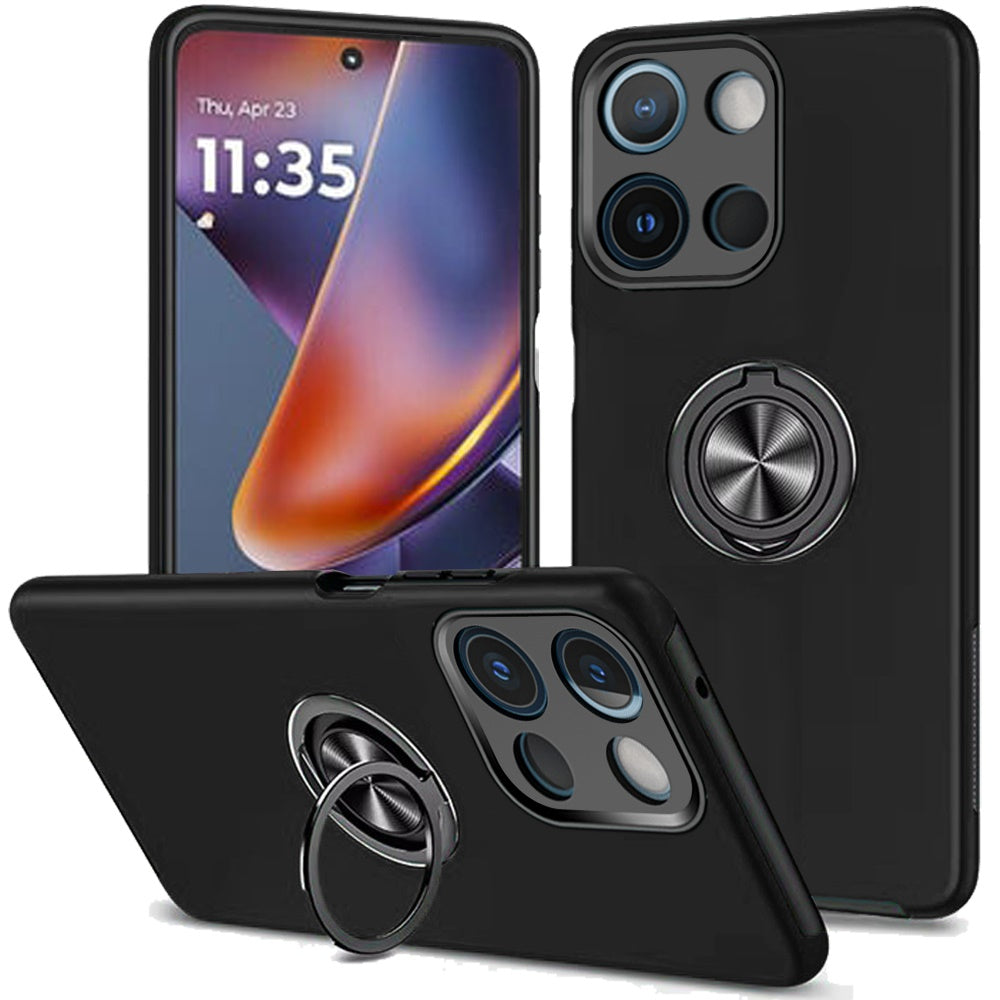 Motorola Moto G 5G 2025 CHIEF Oil Painted Magnetic Ring Stand Hybrid Case Cover - Black ( 1103694) (MSRP $39.99)