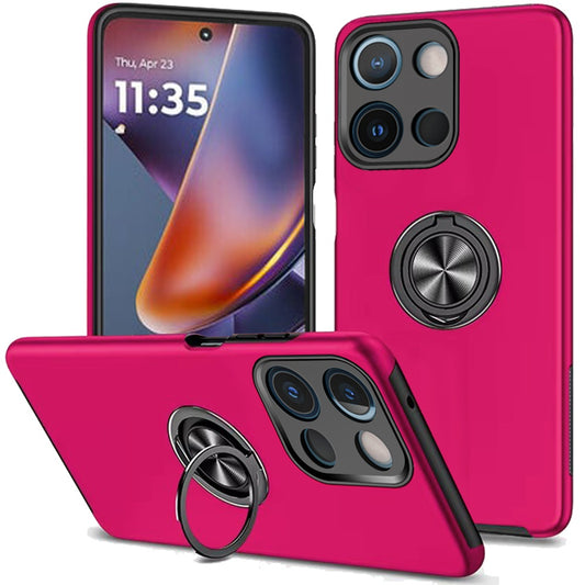 Motorola Moto G 5G 2025 CHIEF Oil Painted Magnetic Ring Stand Hybrid Case Cover - Hot Pink (1107791)