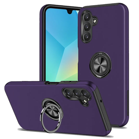 Samsung A16 5G CHIEF Oil Painted Magnetic Ring Stand Hybrid Case Cover - Dark Purple (1102485)