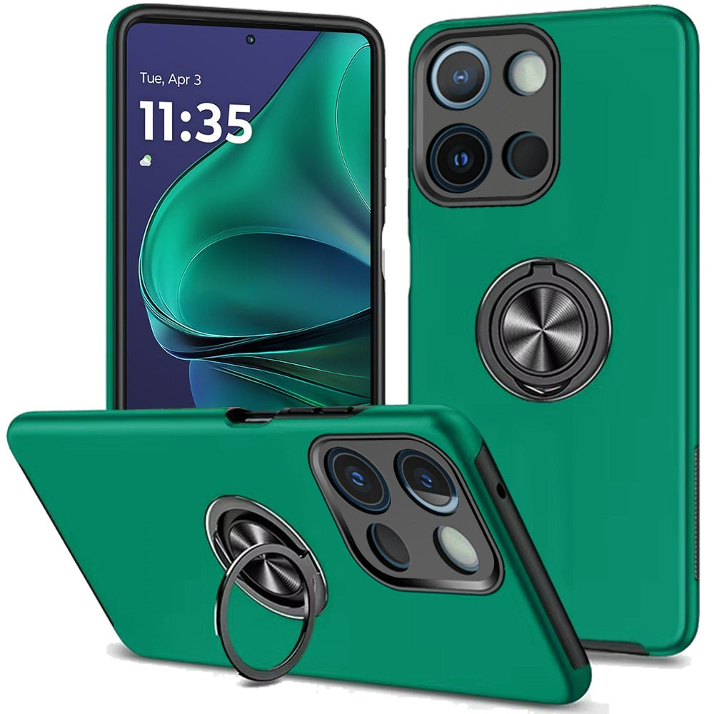 Moto G Stylus 5G 2025 CHIEF Oil Painted Magnetic Ring Stand Hybrid Case Cover - Dark Green  (1102851)
