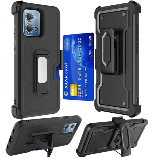 Motorola G Stylus 4G/5G 2023 CARD Holster with Kickstand Clip Hybrid Case Cover - Black (1105768)