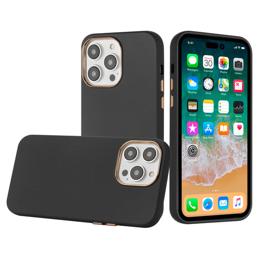 iPhone 12 & iPhone 12 Pro Classy Slick Chromed Around Hybrid Case Cover - Black (1106449)