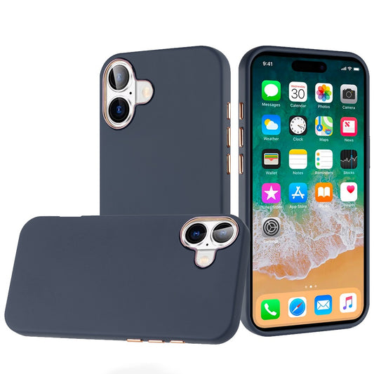 iPhone 16 Plus 6.7 inch Classy Slick Chromed Around Hybrid Case Cover - Dark Blue (1107429)