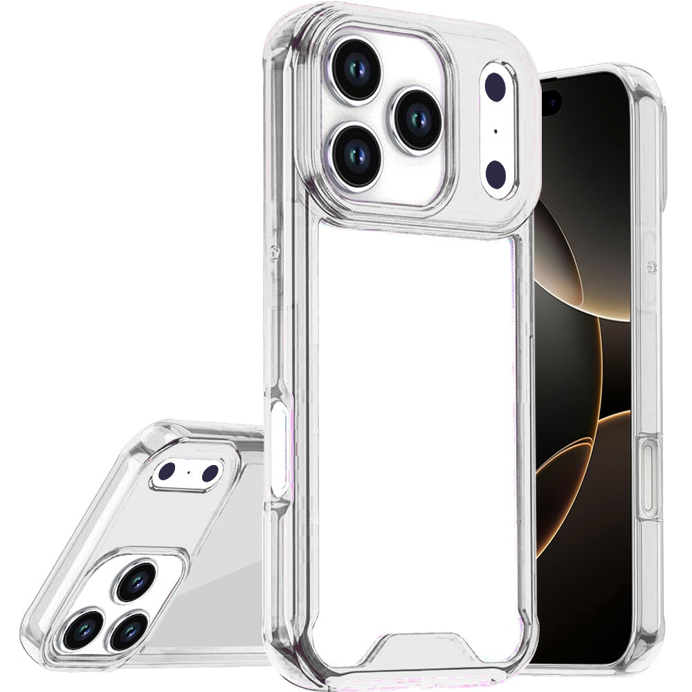 iPhone 17 Pro Max Colored Shockproof Transparent Hard PC TPU Hybrid Case Cover - Clear/Clear (1103210) (MSRP $49.99)