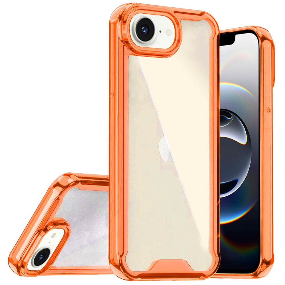 iPhone 17E / 16E / SE4 Colored Shockproof Transparent Hard PC TPU Hybrid Case Cover - Cosmic Orange  ( 1107608) (MSRP $39.99)