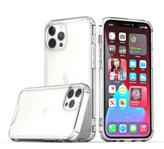 iPhone 15 Pro Max Colored Shockproof Transparent Hard PC TPU Hybrid Case Cover - Clear/Clear (1106100)