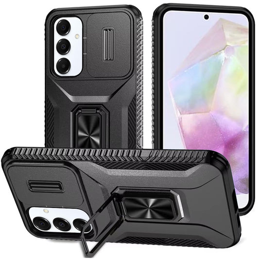 Samsung Galaxy A36 Complete Magnetic Metal Ring Stand Camera Protection Hybrid - Black (1102980)