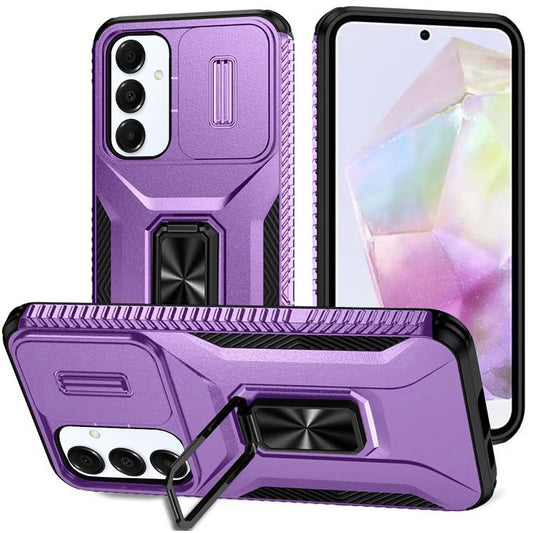 Samsung Galaxy A36 Complete Magnetic Metal Ring Stand Camera Protection Hybrid - Purple (1102983)