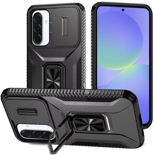 Samsung Galaxy A37 Complete Magnetic Metal Ring Stand Camera Protection Hybrid - Black ( 1107845) (MSRP $49.99)