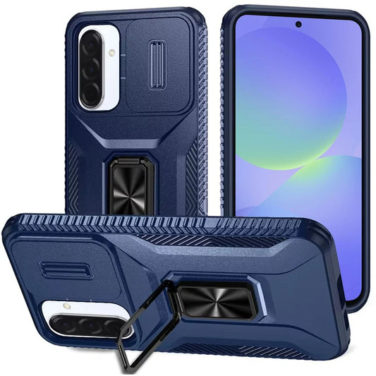 Samsung Galaxy A37 Complete Magnetic Metal Ring Stand Camera Protection Hybrid - Blue ( 1107846) (MSRP $49.99)