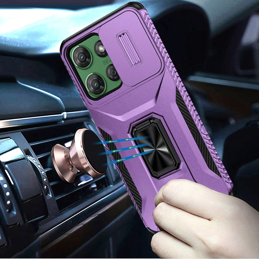 Motorola Moto G Power 5G 2025 Complete Magnetic Metal Ring Stand Camera Protection Hybrid -  Dark Purple (1102635)