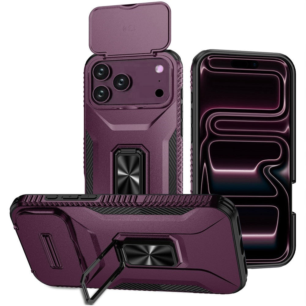 Apple iPhone 18/17 Pro Complete Magnetic Metal Ring Stand Camera Protection Hybrid - Dark Cherry  (1108199) MSRP (49.99)