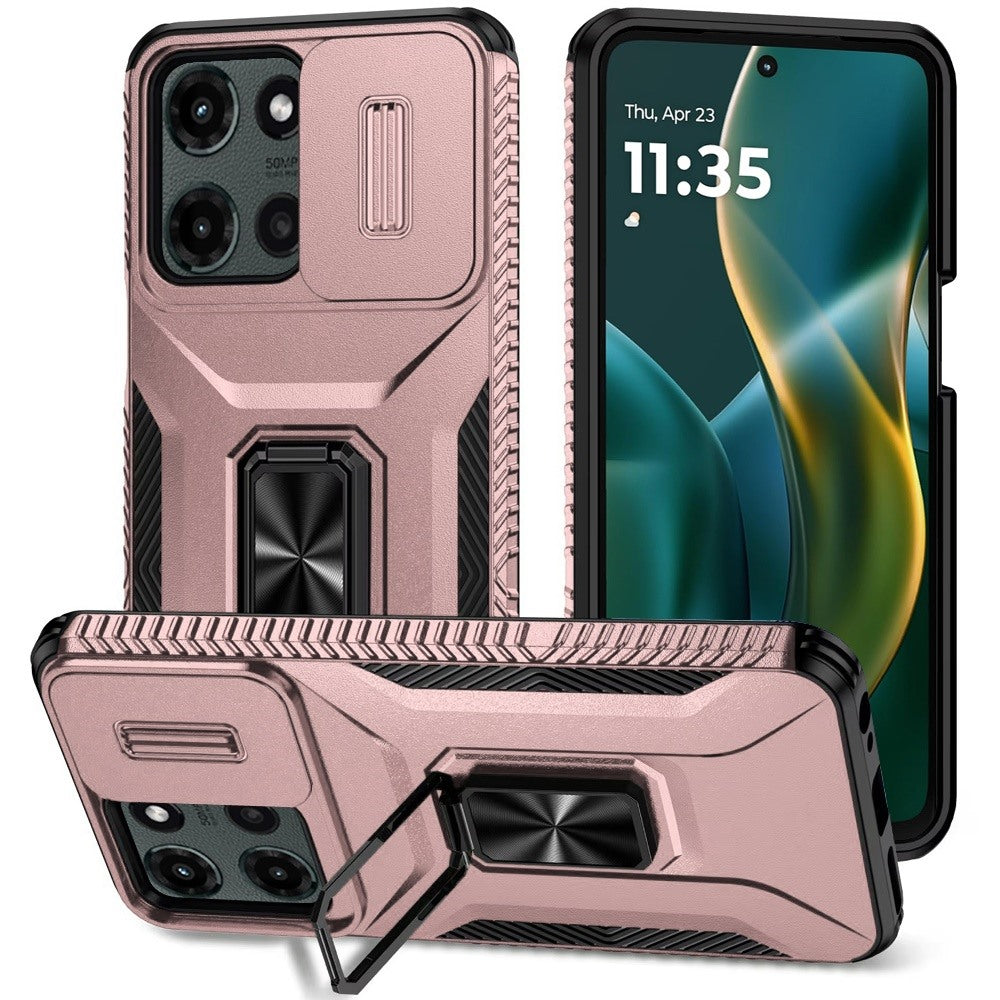 Moto G Stylus 5G 2025 Complete Magnetic Metal Ring Stand Camera Protection Hybrid - Rose Gold  (1102843)