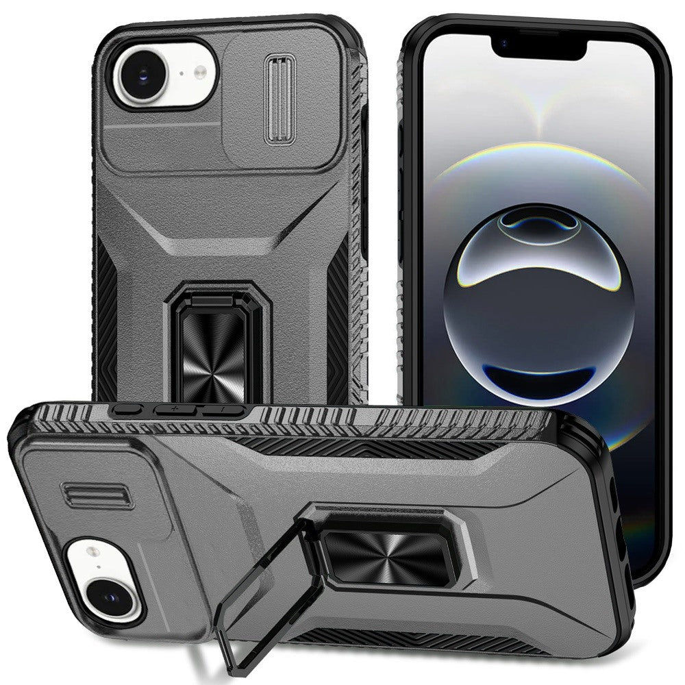 iPhone 17E / 16E / SE4 Complete Magnetic Metal Ring Stand Camera Protection Hybrid - Grey ( 1107766) (MSRP $49.99)