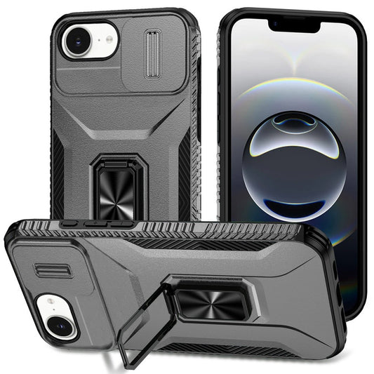 iPhone 17E / 16E / SE4 Complete Magnetic Metal Ring Stand Camera Protection Hybrid - Grey ( 1107766) (MSRP $49.99)