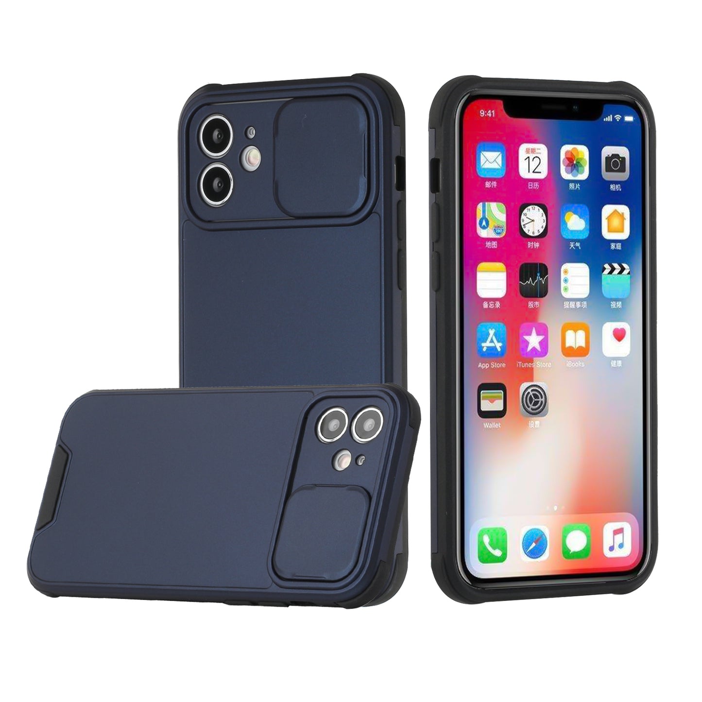 Apple iPhone 13 Pro Heavy Duty Camera Protection Shockproof Hybrid Case Cover - Blue (1102766)