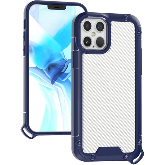 Apple iPhone 13 Pro Max 6.7 Carbon Design ShockProof Hybrid Case Cover - Navy Blue (1102139)