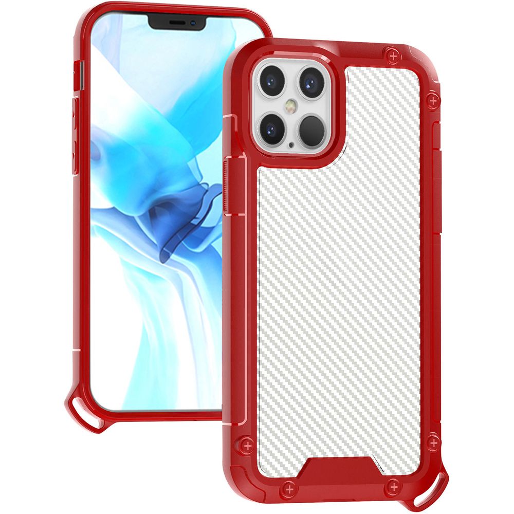 Apple iPhone 13 Pro Max 6.7 Carbon Design ShockProof Hybrid Case Cover - Red (1102140)