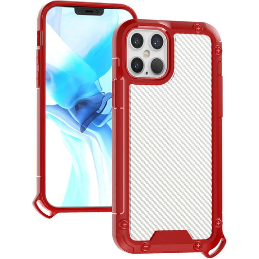 Apple iPhone 13 Pro Max 6.7 Carbon Design ShockProof Hybrid Case Cover - Red (1102140)
