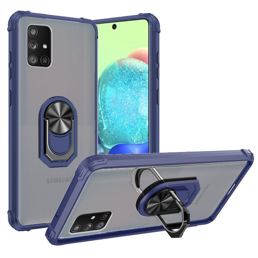 Galaxy A51 5G Transparent Magnetic Ring Kickstand Case Cover - Clear/Blue (10352)
