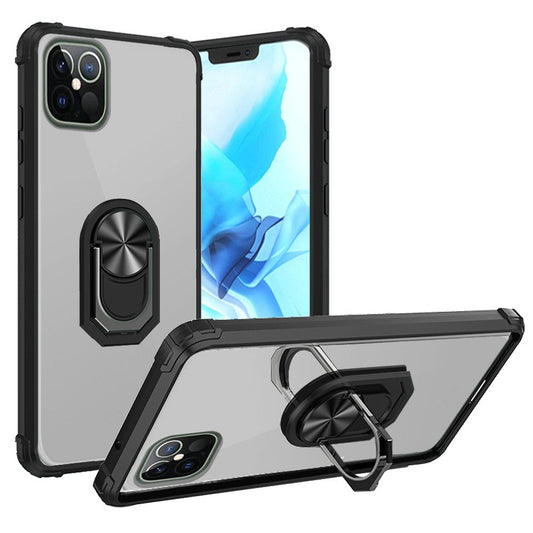 Apple iPhone 13 Mini 5.4 Transparent Magnetic Ring Kickstand Case Cover - Clear/Black (1102141)