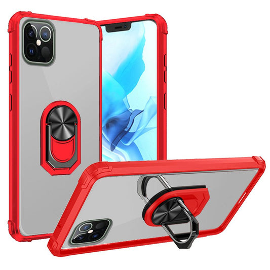 Apple iPhone 13 Mini 5.4 Transparent Magnetic Ring Kickstand Case Cover - Clear/Red (1102143)