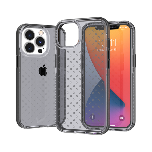 Apple iPhone 13 Pro CROSS Design Ultra Thick 3.0mm Transparent ShockProof Hybrid Case Cover - Black (1102772)