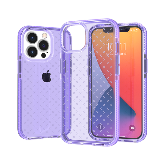 Apple iPhone 13 Pro CROSS Design Ultra Thick 3.0mm Transparent ShockProof Hybrid Case Cover - Purple (1102773)