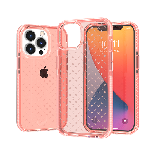 Apple iPhone 13 Pro CROSS Design Ultra Thick 3.0mm Transparent ShockProof Hybrid Case Cover - Red (1102774)