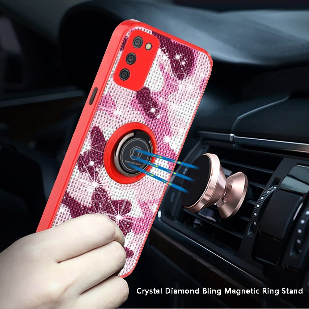 Samsung A02s Crystal Diamond Bling Magnetic Ring Stand Case Cover - CAMO B (1101402)