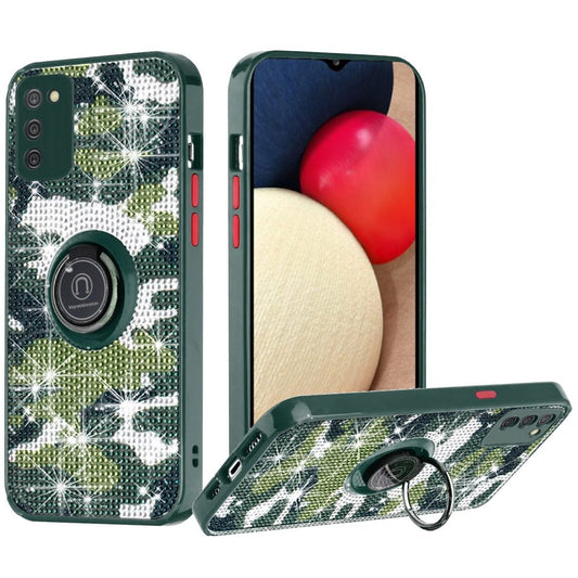 Samsung A02s Crystal Diamond Bling Magnetic Ring Stand Case Cover - CAMO D (1101403)