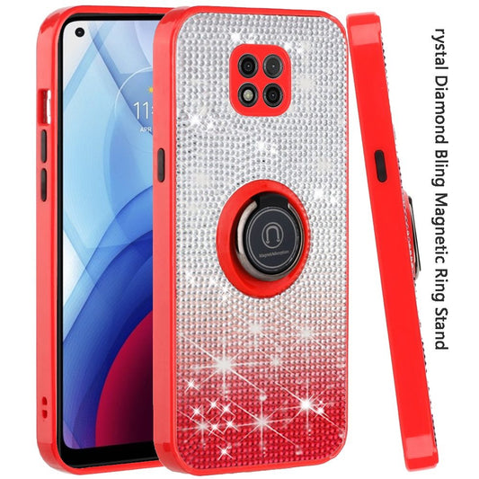 Samsung A02s Crystal Diamond Bling Magnetic Ring Stand Case Cover - Two Tone O (1101401)