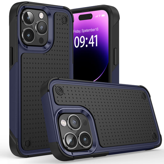 iPhone 12 & iPhone 12 Pro DOT Thick Beautiful Hybrid Case Cover - Black/Blue (1106656)
