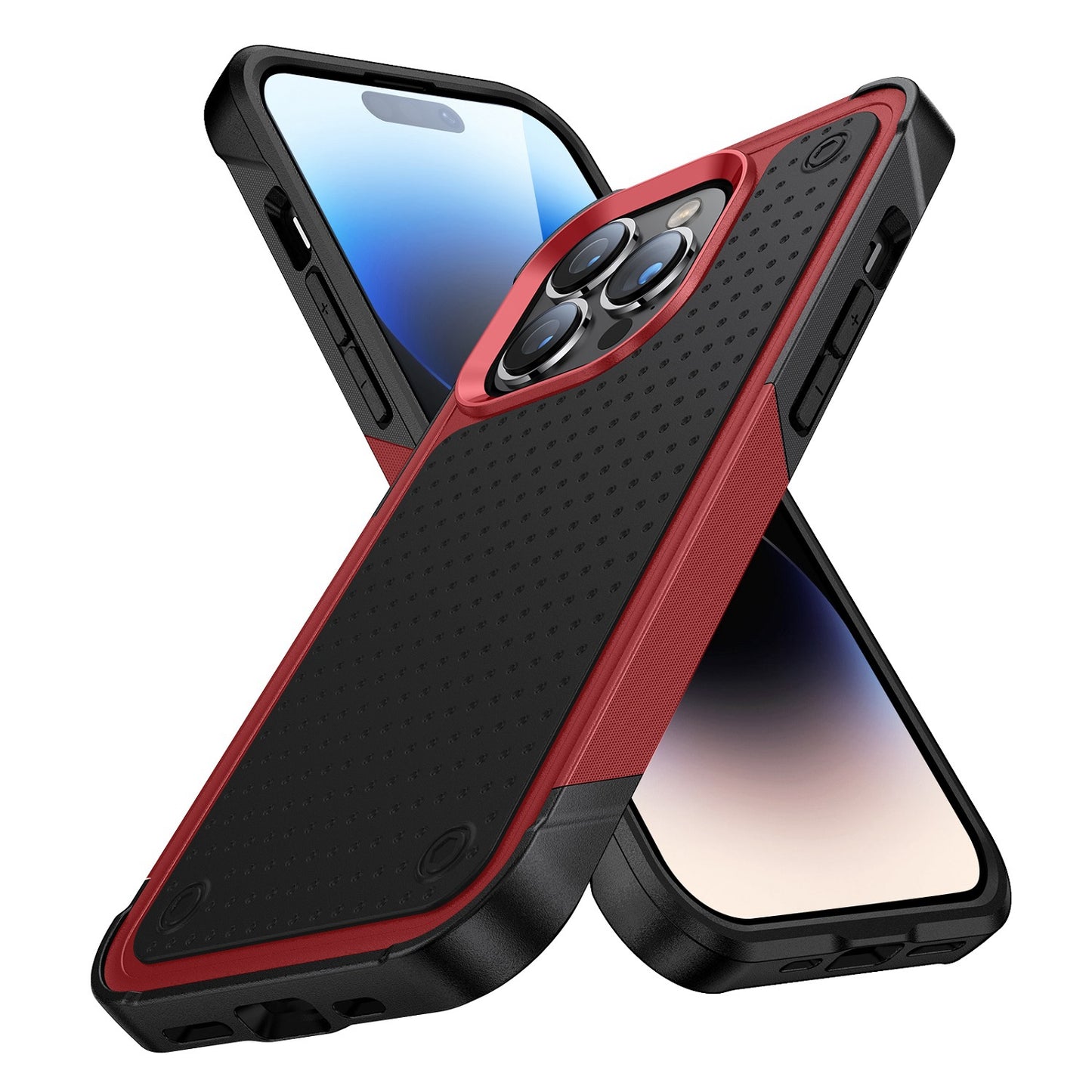 iPhone 15 Pro Max DOT Thick Beautiful Hybrid Case Cover - Black/Red (1106177)