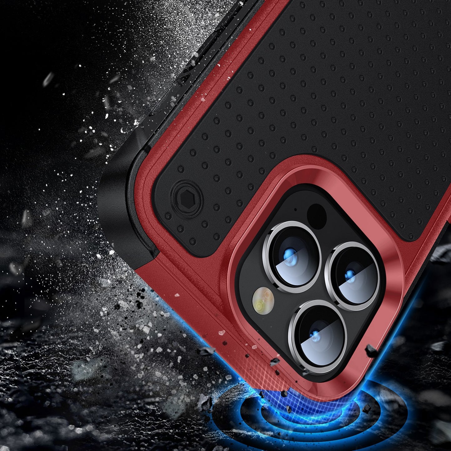 iPhone 15 Pro Max DOT Thick Beautiful Hybrid Case Cover - Black/Red (1106177)
