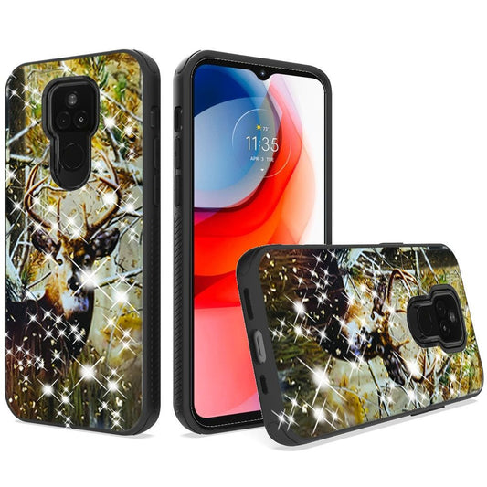 MOTO G PLAY (2021) Glitter Printed Design Hybrid Cover Case - Deer Hunter (1100818)