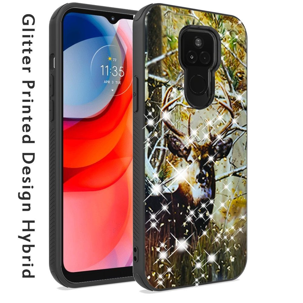 MOTO G PLAY (2021) Glitter Printed Design Hybrid Cover Case - Deer Hunter (1100818)
