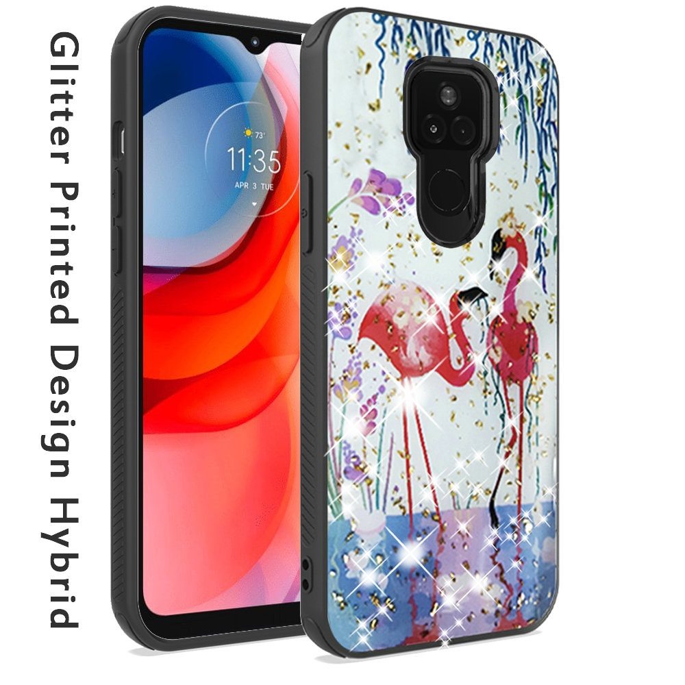 MOTO G PLAY (2021) Glitter Printed Design Hybrid Cover Case - Pair Flamingo (1100819)