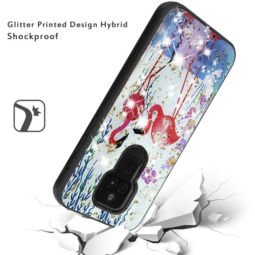 MOTO G PLAY (2021) Glitter Printed Design Hybrid Cover Case - Pair Flamingo (1100819)