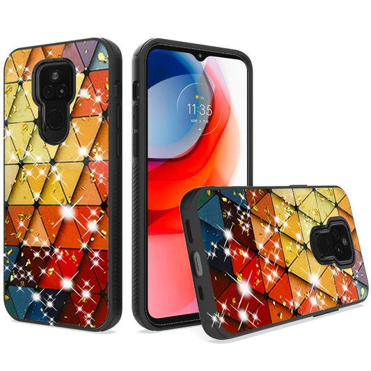 MOTO G PLAY (2021) Glitter Printed Design Hybrid Cover Case -  Triangle Rhombus (1100820)