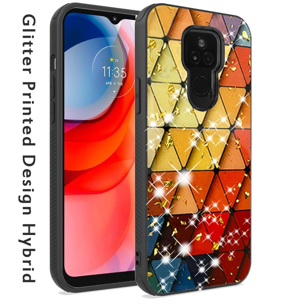 MOTO G PLAY (2021) Glitter Printed Design Hybrid Cover Case -  Triangle Rhombus (1100820)