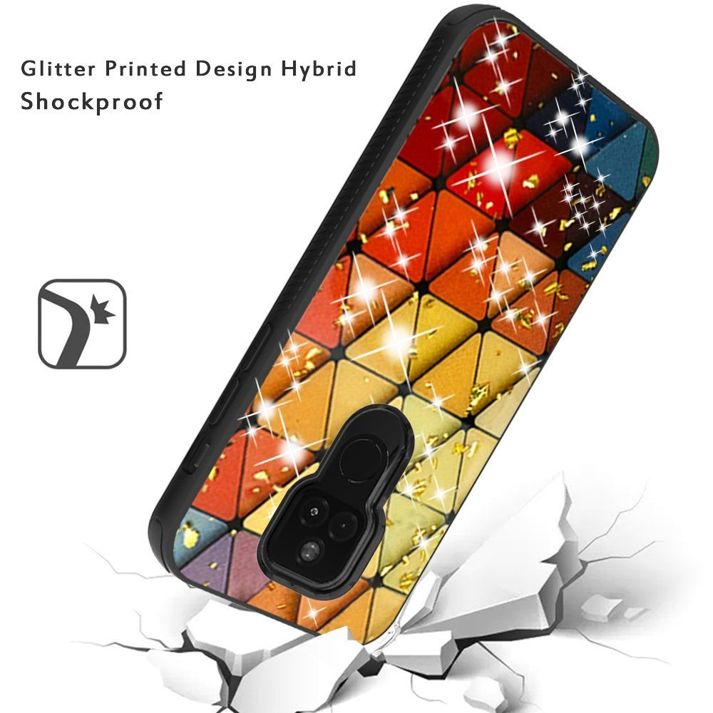 MOTO G PLAY (2021) Glitter Printed Design Hybrid Cover Case -  Triangle Rhombus (1100820)